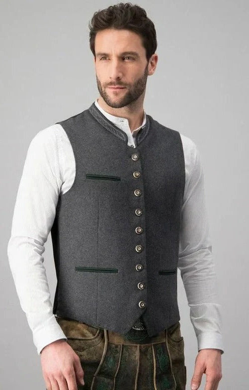 Gray Formal Vest with Regular Fit for Men