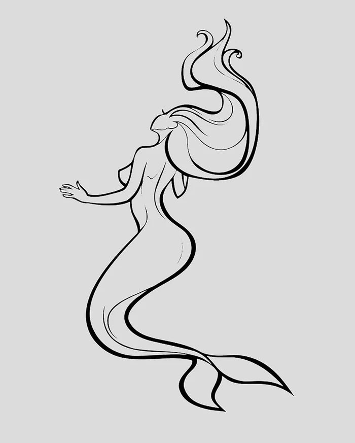 Mermaid Design Temporary Tattoo with Pigment Transfer, 14-Day Wear