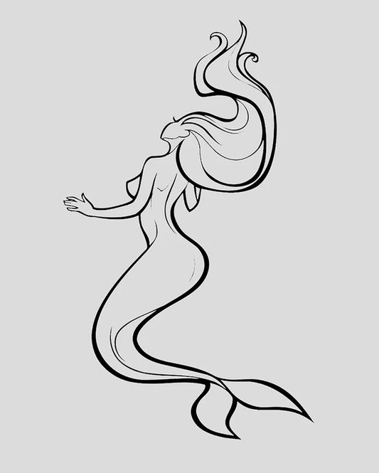 Mermaid Design Temporary Tattoo with Pigment Transfer, 14-Day Wear