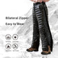 Insulated Down Pants with Full Leg Side Zippers and Goose Down Fill for Winter Hiking