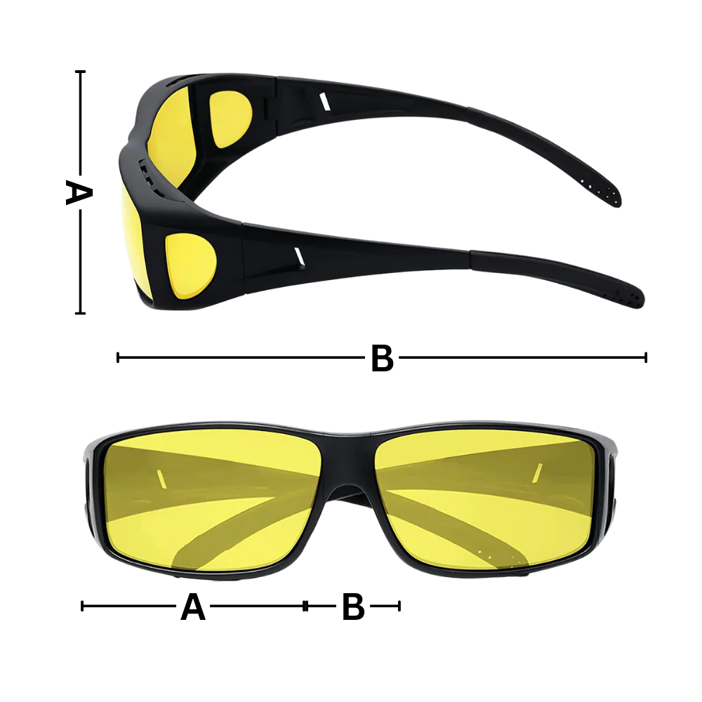 Polarized Night Driving Glasses with Extended Side Lenses and Orange Tint