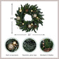 Artificial Christmas Wreath with Gold Ornaments and Real Pine Cones, 22 Inch