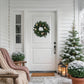 Artificial Christmas Wreath with Gold Ornaments and Real Pine Cones, 22 Inch
