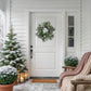 Frosted Christmas Wreath with Pine Branches and White Berries, 24 Inch
