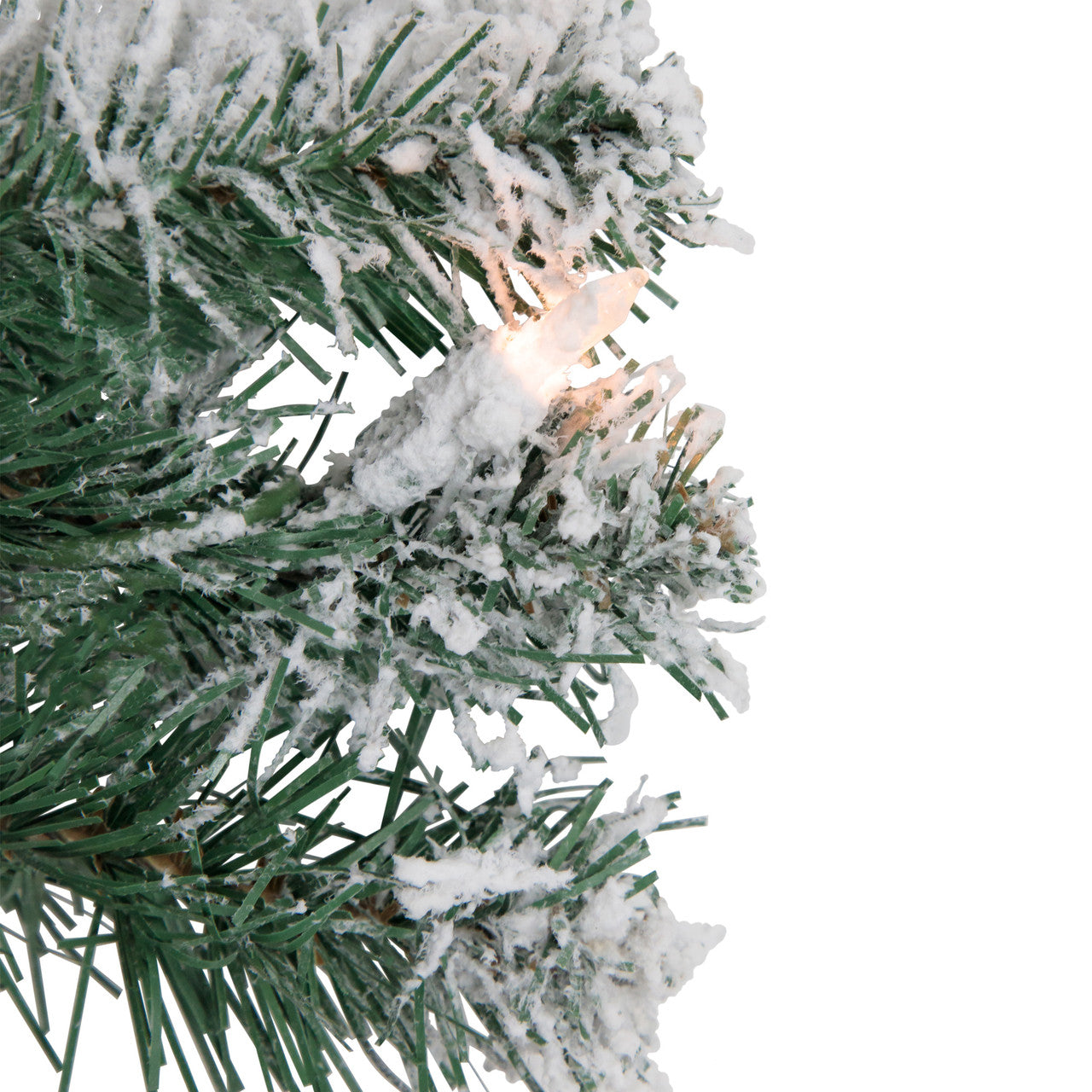 White Artificial Christmas Wreath with 50 Clear Mini Lights and 200 Branch Tips, 24 Inch
