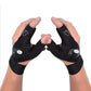 Fingerless LED Work Gloves with Dual Finger Lights and Adjustable Strap