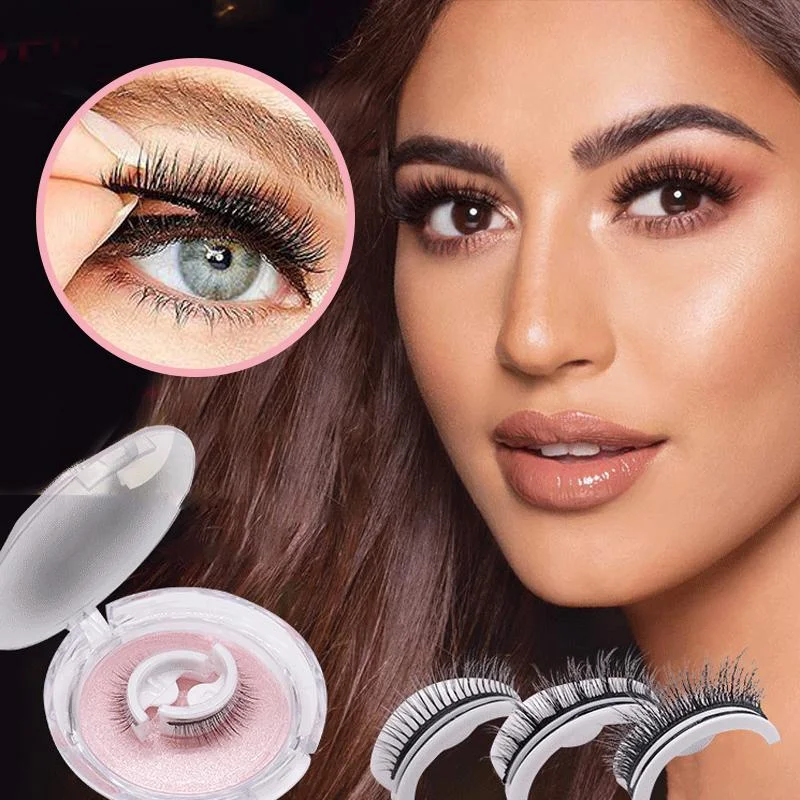 Self-Adhesive Eyelashes with Reusable Synthetic Fibers and Replacement Strips