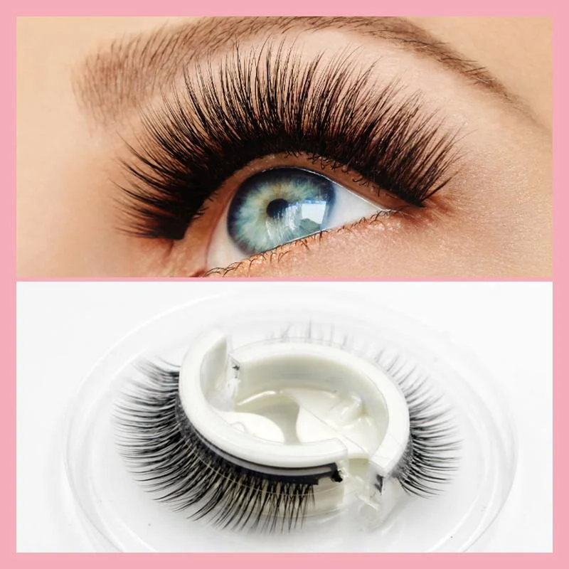 Self-Adhesive Eyelashes with Reusable Synthetic Fibers and Replacement Strips