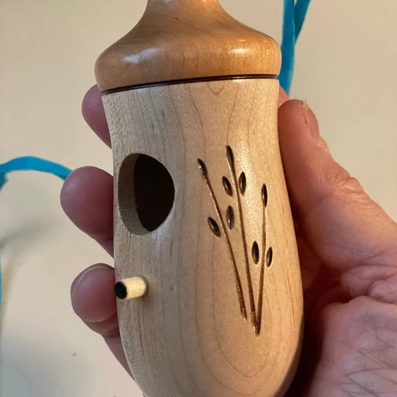 Hummingbird House with Wood Grain Finish and Hanging Loop for Garden Nesting