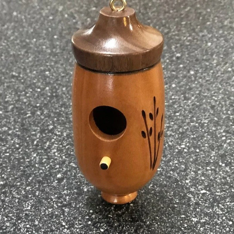 Hummingbird House with Wood Grain Finish and Hanging Loop for Garden Nesting