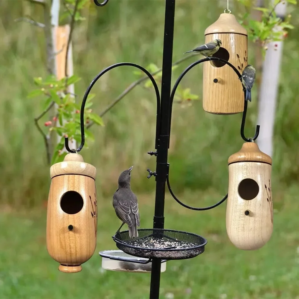 Hummingbird House with Wood Grain Finish and Hanging Loop for Garden Nesting