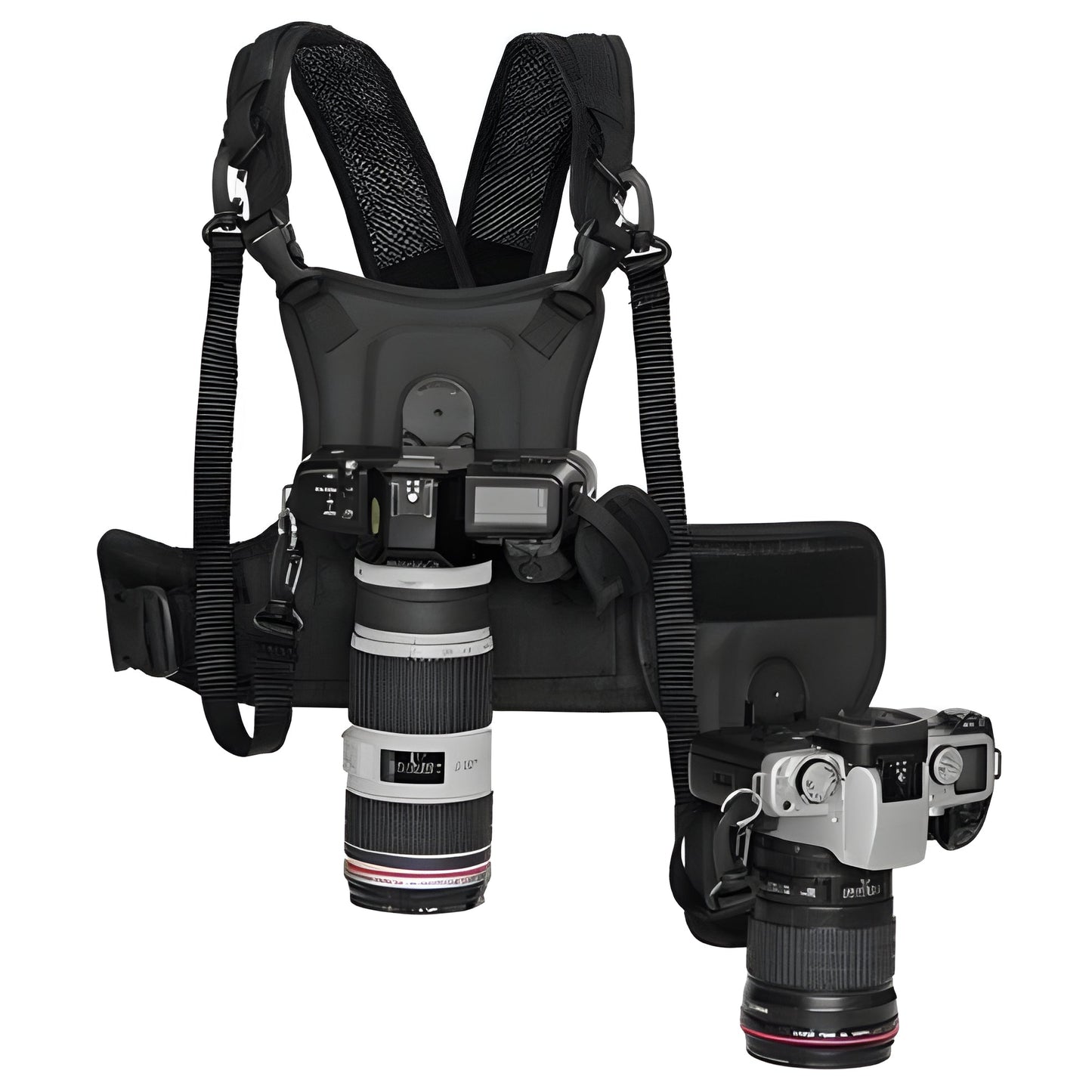 Camera Chest Harness with Dual Mount and Side Holster for Hands-Free Carrying
