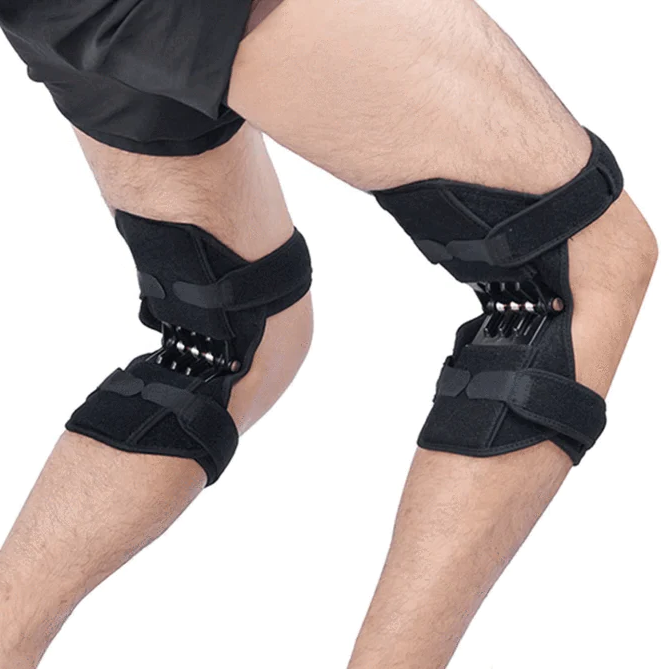 Spring Loaded Knee Pads with Dual Compression System and Adjustable Straps