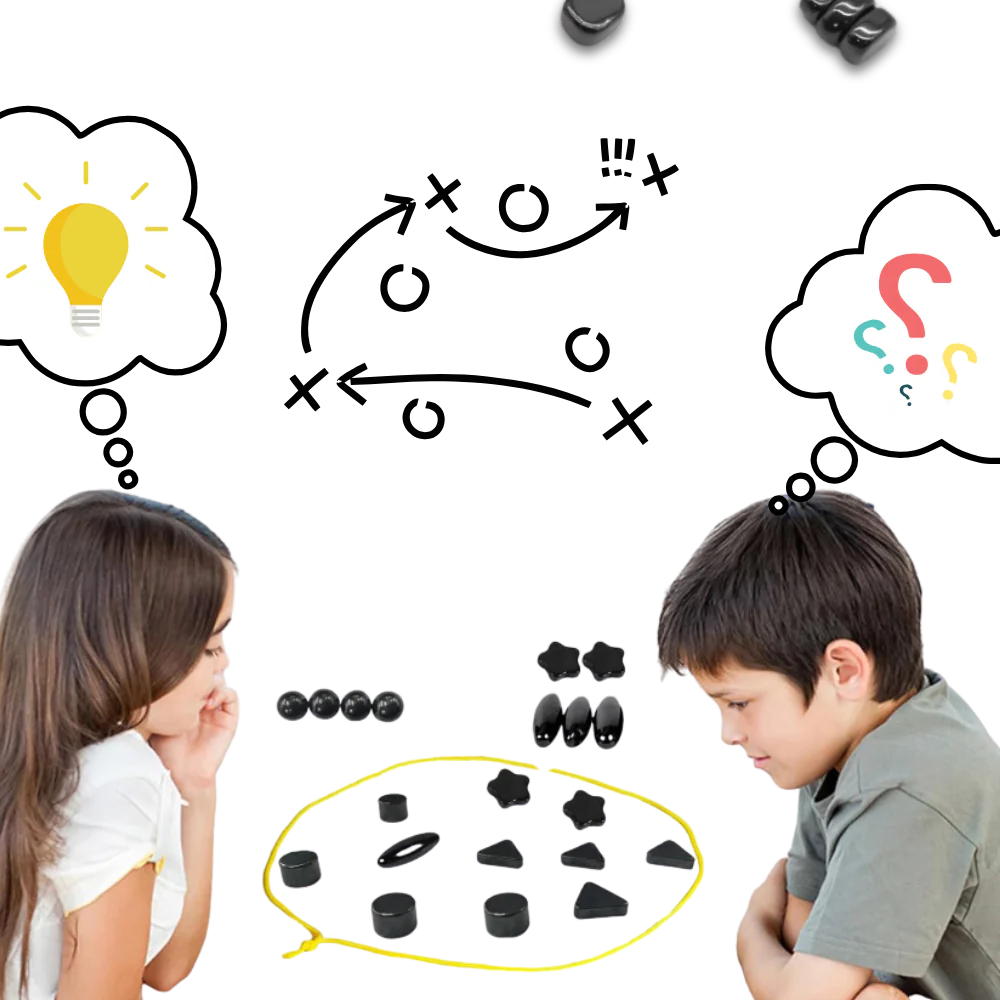 Magnetic Strategy Game with Adjustable Rope Boundary and 20 Pieces