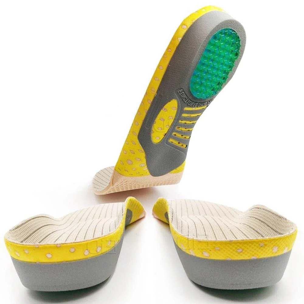 Gel Insoles with Arch Support and Heel Cup for Flat Feet, Pair