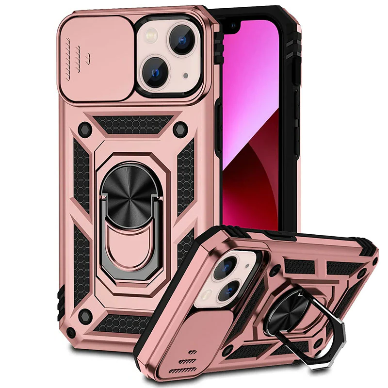 Phone Case with Magnetic Kickstand and Camera Slider for Models 12-16