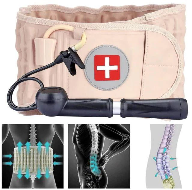 Inflatable Lumbar Belt with Manual Pump and Adjustable Air Traction