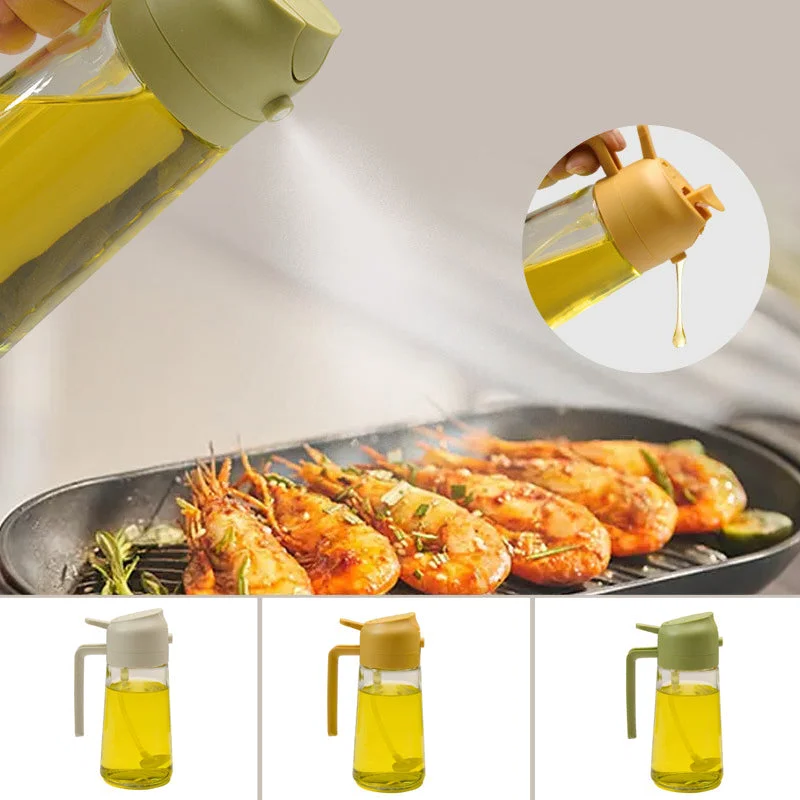 Glass Oil Dispenser with Pump Sprayer and Measured Pour Function