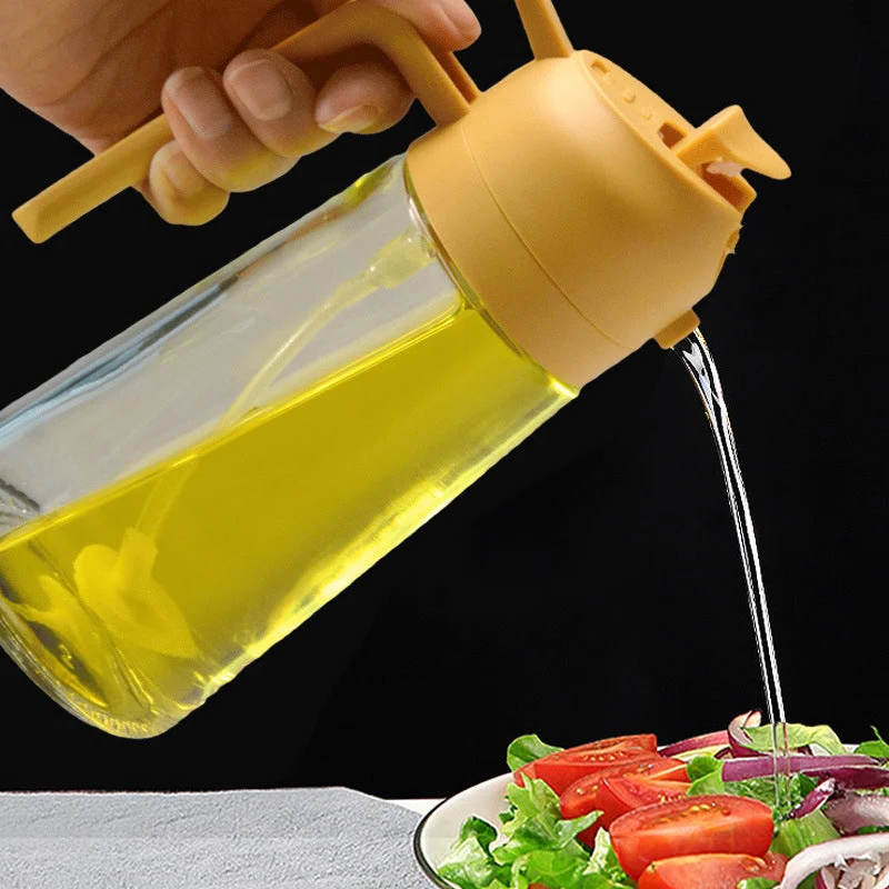 Glass Oil Dispenser with Pump Sprayer and Measured Pour Function
