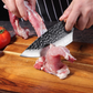 Kitchen Knife with Cherry Wood Handle and Finger Notch Control