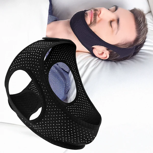 Chin Strap for Snoring with Adjustable Hook and Loop Closure and Breathable Fabric