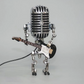 Microphone Table Lamp with Adjustable Joints and LED Bulb, Brass-Hued Metal Accent