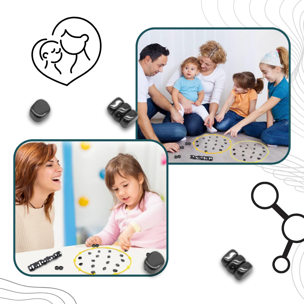 Magnetic Strategy Game with Adjustable Rope Boundary and 20 Pieces