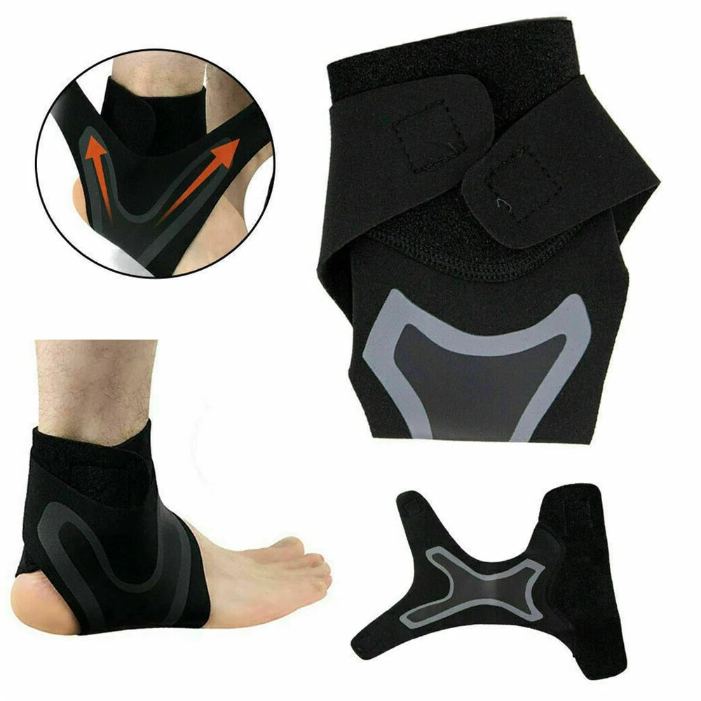 Adjustable Ankle Brace with Neoprene Wrap and Compression Straps