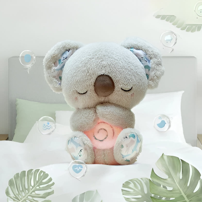 Breathing Koala Plush Toy with Heartbeat Sounds and Chest Light, Rhythmic Motion