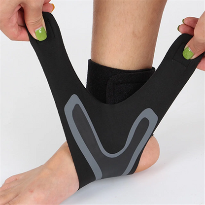 Adjustable Ankle Brace with Neoprene Wrap and Compression Straps