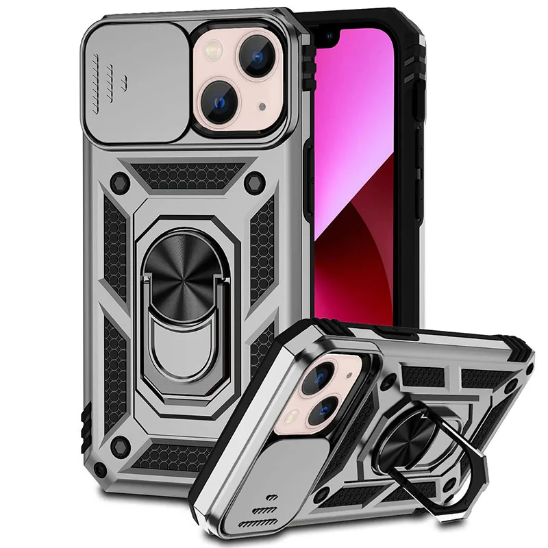 Phone Case with Magnetic Kickstand and Camera Slider for Models 12-16