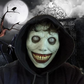 Full Face Smiling Demon Mask with Wide Grin and White Eyes for Halloween Costumes
