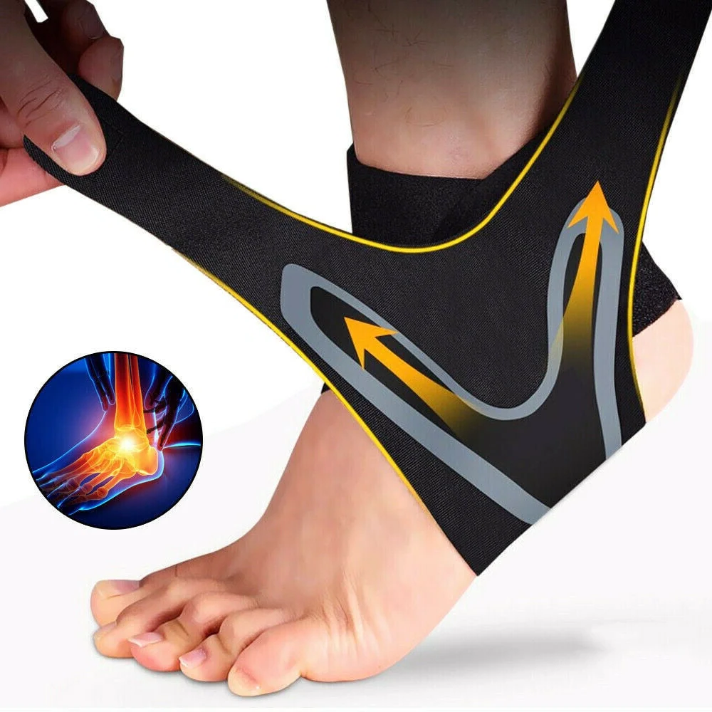 Adjustable Ankle Brace with Neoprene Wrap and Compression Straps