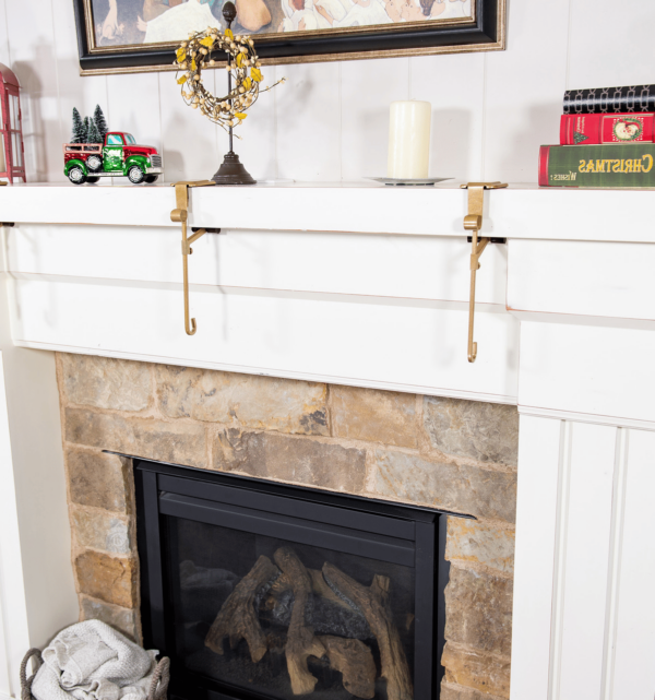 Mantel Stocking Holder with Cantilever Grip and Dual Hooks, Adjustable 0.5-8.5in