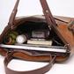 Leather Crossbody Bag with Padded Tablet Sleeve and Adjustable Strap, 10 x 3 x 7 in