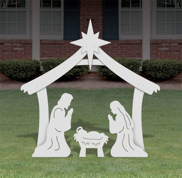 Outdoor Nativity Set with Stable Structure and Four Figures, 20in Wide