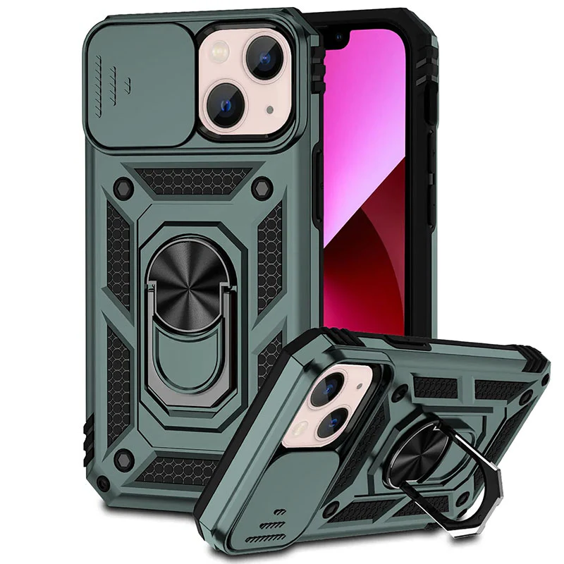 Phone Case with Magnetic Kickstand and Camera Slider for Models 12-16