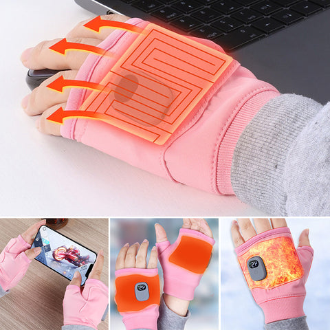 Heated Fingerless Gloves with Type-C Charging and 3 Heat Levels, One Size