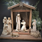 Barn Wood Nativity Set with Handcrafted Stable and Six Figurines, Reclaimed Finish
