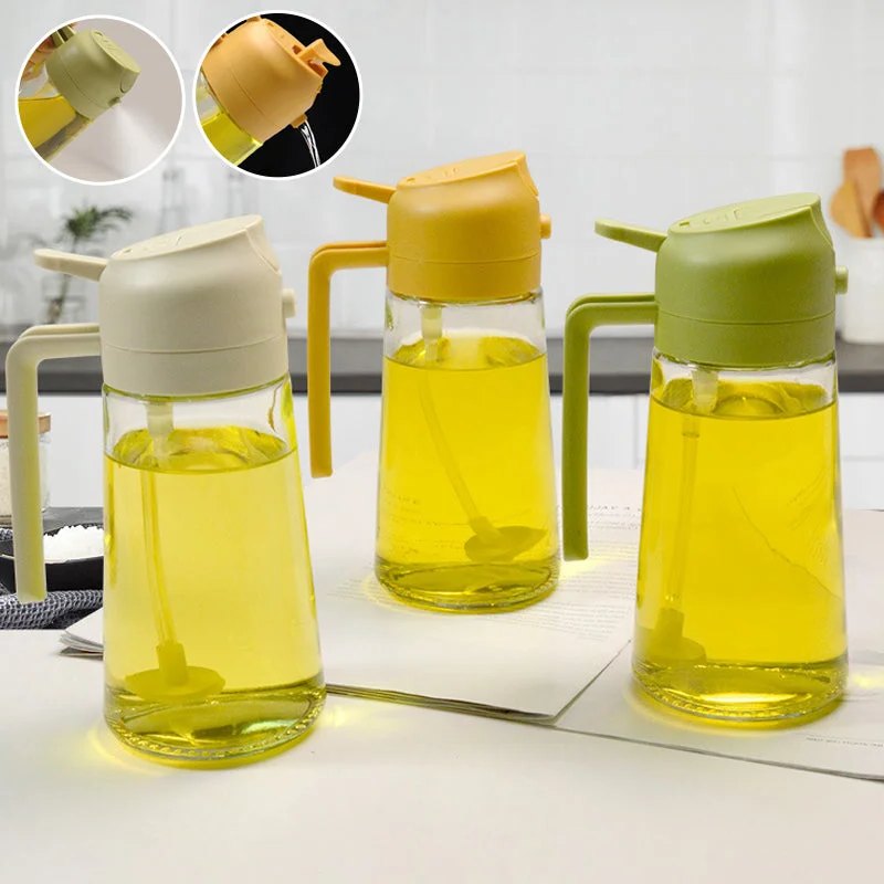 Glass Oil Dispenser with Pump Sprayer and Measured Pour Function