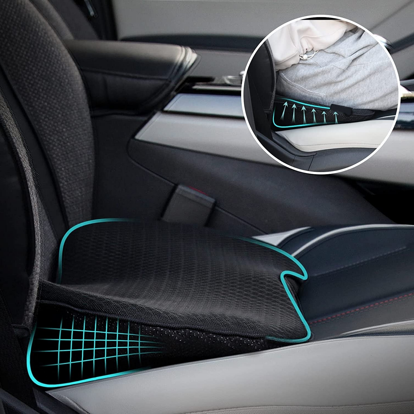 Car Seat Cushion with Memory Foam and 3.5-Inch Height Boost, Removable Breathable Cover