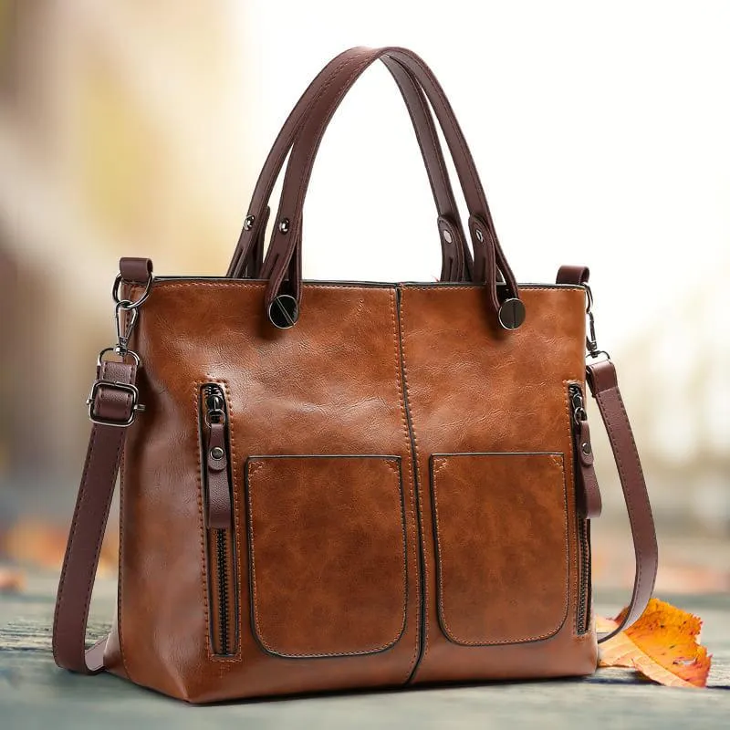 Leather Crossbody Bag with Padded Tablet Sleeve and Adjustable Strap, 10 x 3 x 7 in