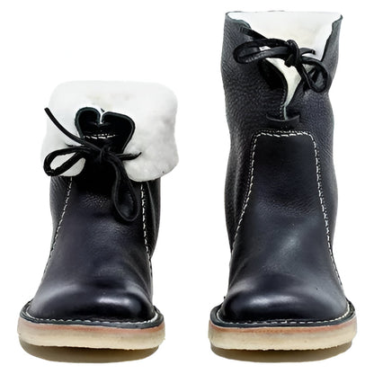 Winter Boots with Wool Lining and Rubber Sole, Adjustable Collar