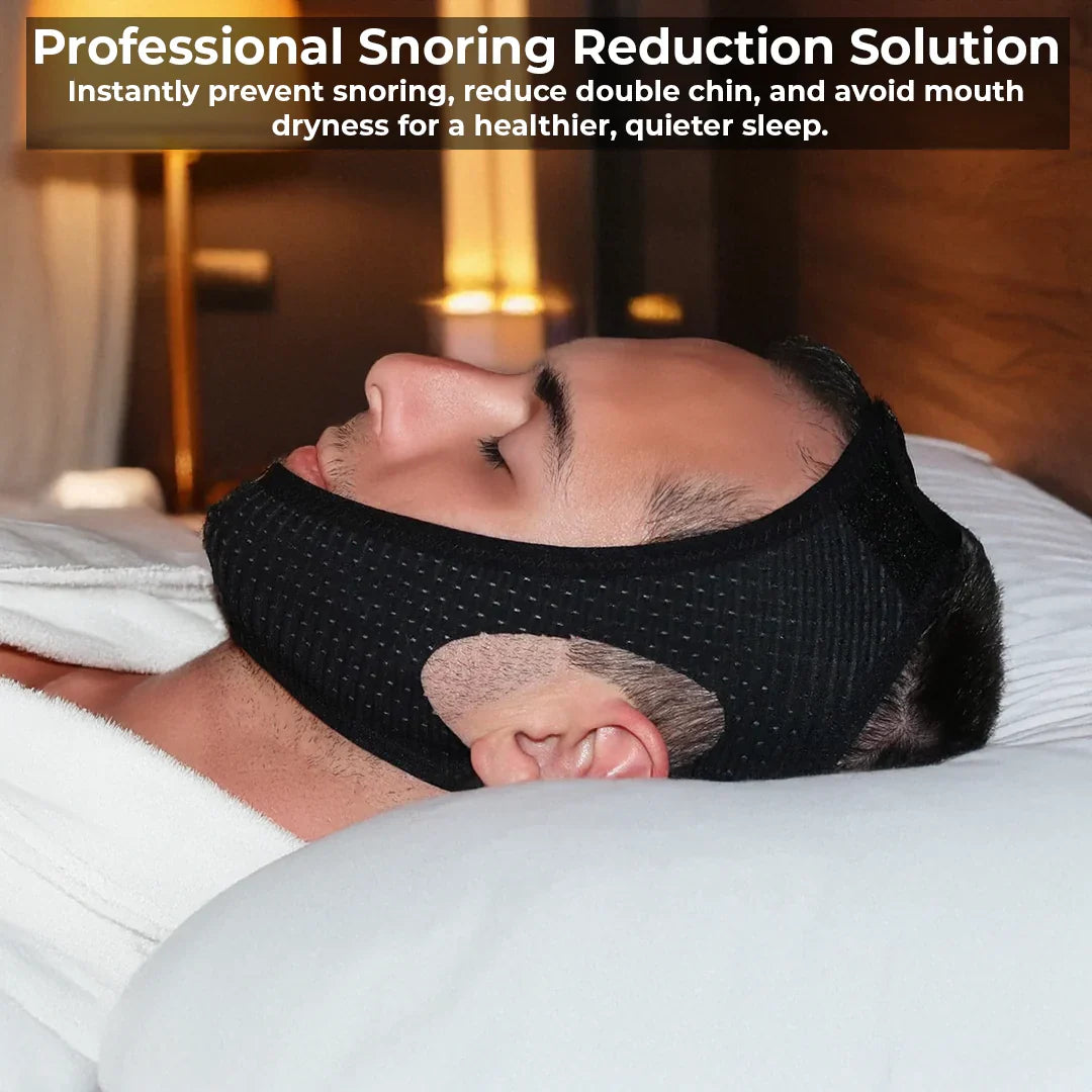 Chin Strap for Snoring with Adjustable Hook and Loop Closure and Breathable Fabric