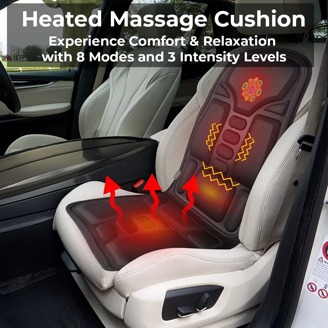 Vibrating Massage Cushion with Eight Nodes and Adjustable Heat for Chair and Car