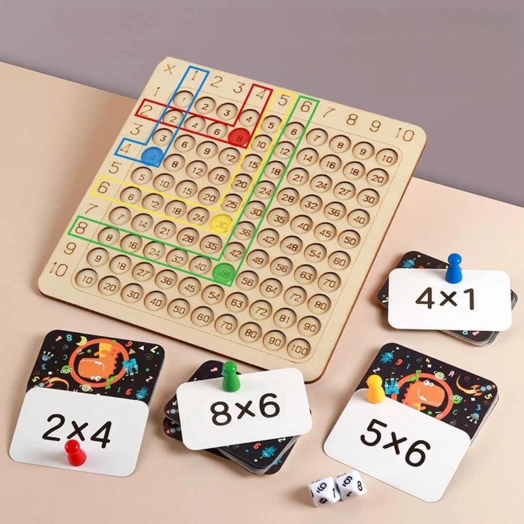 Wooden Math Learning Game with Number Chips and Addition Board for Early Learners