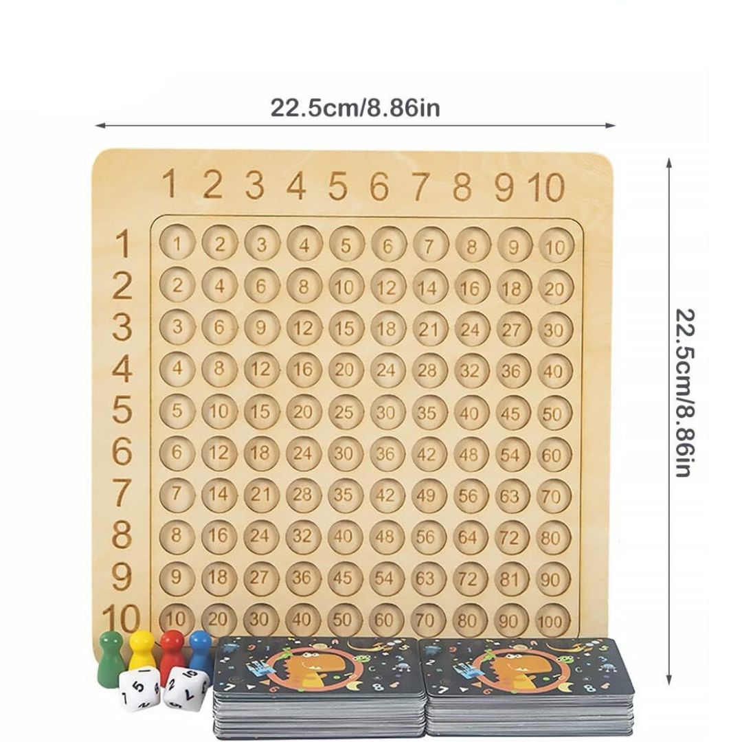 Wooden Math Learning Game with Number Chips and Addition Board for Early Learners