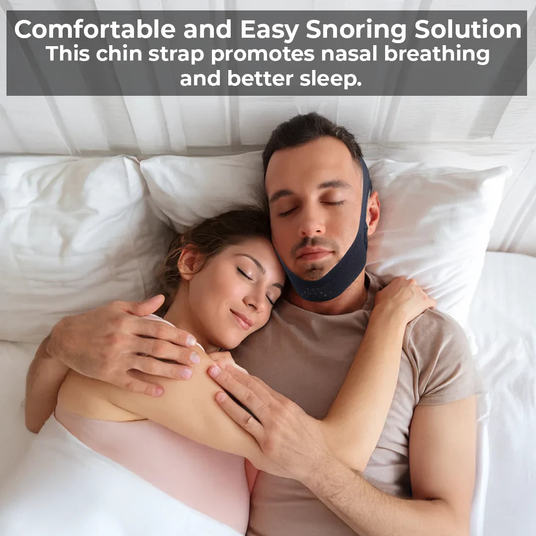 Chin Strap for Snoring with Adjustable Hook and Loop Closure and Breathable Fabric