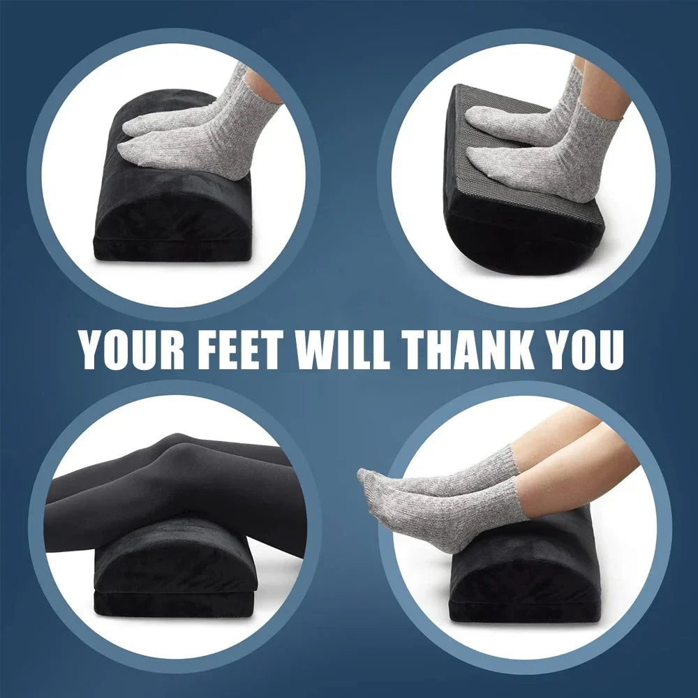 Memory Foam Foot Rest with Adjustable Height and Machine Washable Cover