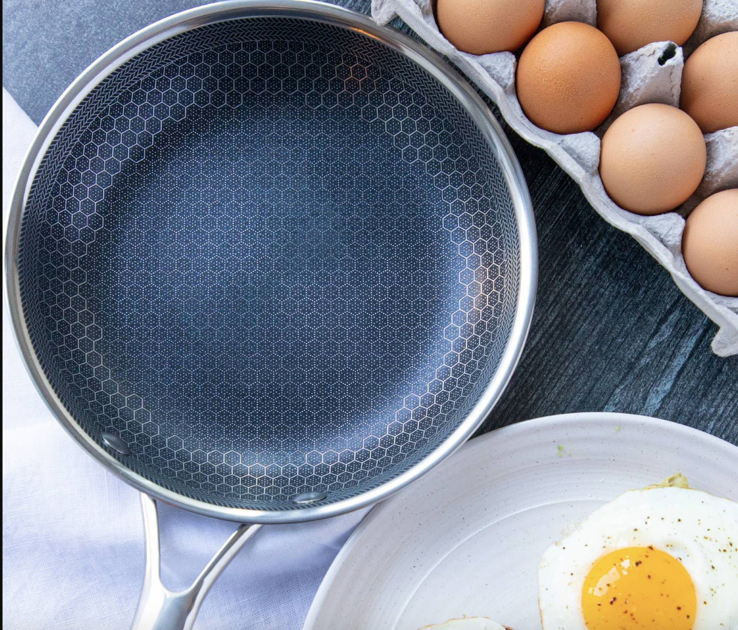 Stainless Steel Frying Pan with Pixel Texture Non-Stick Surface and Even Heat Distribution